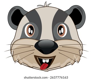Mug animal badger on white background is insulated