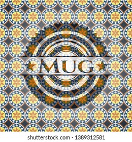 Mug arabic style emblem. Arabesque decoration.