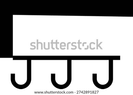 Mug Bar Rack Icon , Hanging Coffee Cup Holder Symbol, Wall Mounted Kitchen Storage Sign, Caffe Shelf Graphic, Minimal Clipart, wall shelf, hanging hook, mug rack, cupboard door, drying sink edge,