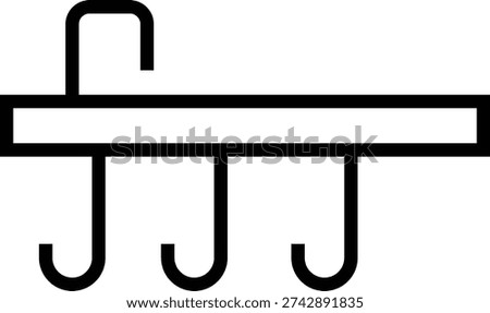 Mug Bar Rack Icon , Hanging Coffee Cup Holder Symbol, Wall Mounted Kitchen Storage Sign, Caffe Shelf Graphic, Minimal Clipart, wall shelf, hanging hook, mug rack, cupboard door, drying sink edge,