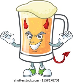 Mug of beer alcohol in devil cartoon