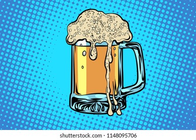 mug of beer. bar restaurant pub. Comic cartoon pop art retro vector drawing