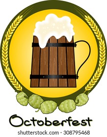 Mug with beer, barley and hop. 
Vector illustration.It Can be used for flayers, banners, posters


  