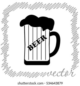 Mug of beer  black  vector icon