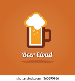 A mug of beer. Brewery Vector illustration. Draft beer. Icon for food, chef, lunch, dinner, menu sign.
