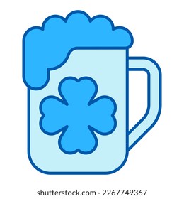 Mug of beer and clover leaf - icon, illustration on white background, similar style