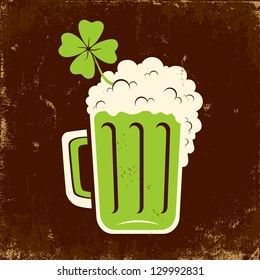 Mug of beer and clover on the feast of St. Patrick