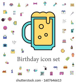mug of beer colored icon. birthday icons universal set for web and mobile