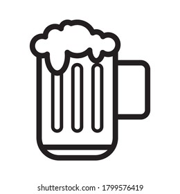 Символ пиво. Кружка пива. Mug of beer contour black. Vector icon, isolated background.
