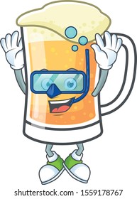 Mug of beer in a diving character