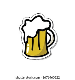 mug of beer doodle icon, vector illustration