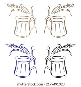 A Mug Of Beer With An Ear Of Barley Vector Illustration
