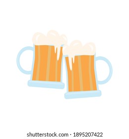 Mug of beer. Element for St. Patrick s Day. Cartoon illustration for pub invitation, t-shirt design, cards or decor