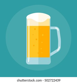 Mug of beer flat icon.