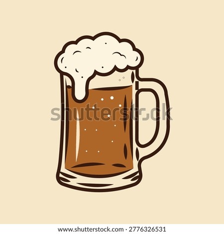 Mug of beer flat icon. Alcoholic drink symbol, frothy beverage, pub refreshment. Isolated vector illustration on light backdrop.