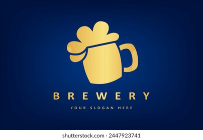 Mug of beer with foam logo vector. Drink design. Brewery symbol.