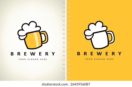 Mug of beer with foam logo vector. Drink design. Brewery symbol