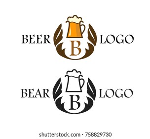 Mug of Beer with foam - Vector Emblem for Bar or Brewery