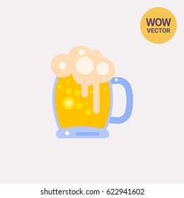 Mug of beer with foam vector icon