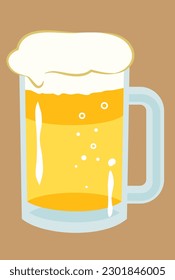 mug with beer foam vector illustration