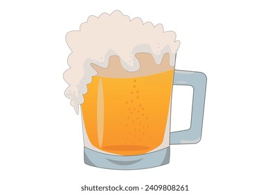 Mug with beer. Beer mug with foam.Colorful version, glasses of beer. Bar, pub symbol, beer festival, logo illustration. Vector graphics.