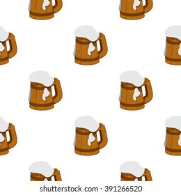 A mug of beer foamy seamless pattern.