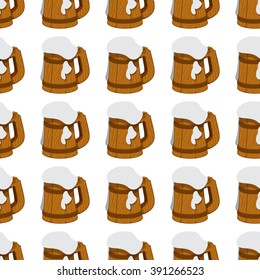 A mug of beer foamy seamless pattern.