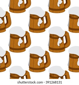A mug of beer foamy seamless pattern.