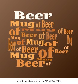 Mug of beer in font style. Vector illustration