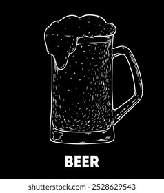 Mug of beer. Hand drawn vector illustration. Beer mug.