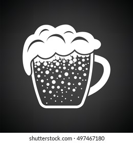 Mug of beer icon. Black background with white. Vector illustration.
