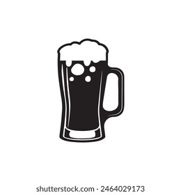 Mug of beer icon, black icon on white background, vector illustration