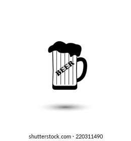 mug of beer icon - black vector illustration