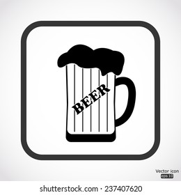 mug of beer icon - black vector illustration