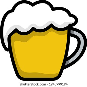 Mug Of Beer Icon. Editable Bold Outline With Color Fill Design. Vector Illustration.