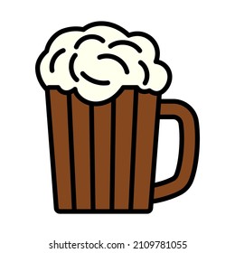 Mug Of Beer Icon. Editable Bold Outline With Color Fill Design. Vector Illustration.