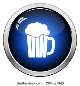 Mug Of Beer Icon. Glossy Button Design. Vector Illustration.
