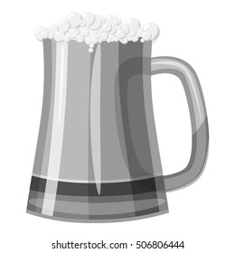 Mug of beer icon. Gray monochrome illustration of mug of beer vector icon for web
