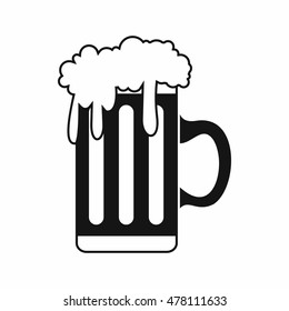 Mug with beer icon in simple style isolated on white background. Drink symbol