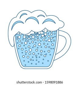 Mug Of Beer Icon. Thin Line With Blue Fill Design. Vector Illustration.