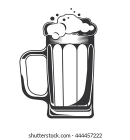 Mug of Beer. Beer icon. Vector illustration isolated on white background. 