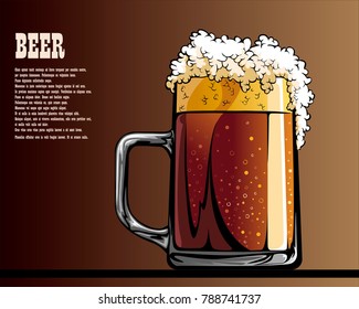 Mug with beer illustrated poster