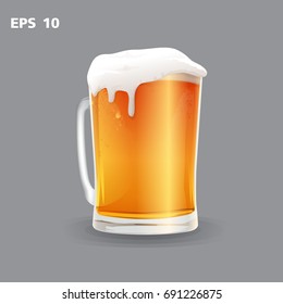 Mug of beer isolated on a grey background vector