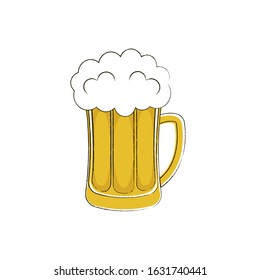 Mug of beer isolated on white background. Flat style. Vector illustration. 