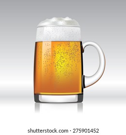 Mug of beer isolated on white background. Vector illustration