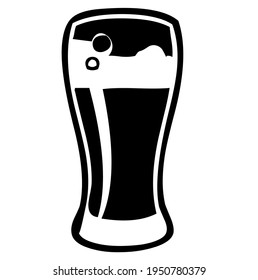 Mug of beer, jug of beer with foam, alcoholic beverage, brewery or beer party symbol, vector, illustration, in black and white color, isolated on white background