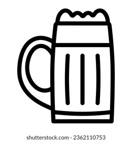 Mug with beer line icon, Bartenders Day concept, Cold beer sign on white background, Glass of beer icon in outline style for mobile concept and web design. Vector graphics