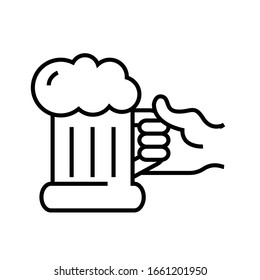 Mug of beer line icon, concept sign, outline vector illustration, linear symbol.