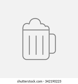 Mug of beer line icon for web, mobile and infographics. Vector dark grey icon isolated on light grey background.