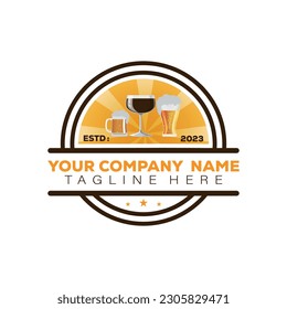 Mug of beer logo design template. Vector illustration of beer icon.